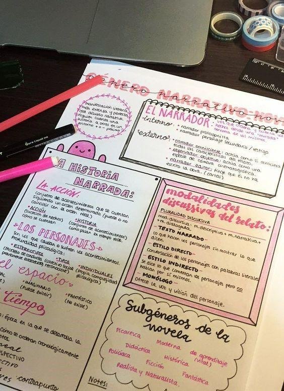 Apuntes con título sobre una mancha de color rosa