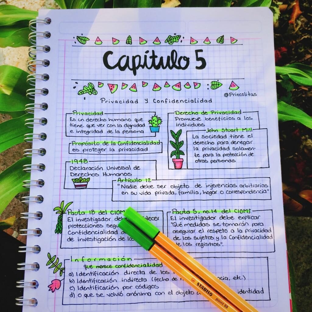Apuntes de literatura con recuadros rosas y rotuladores