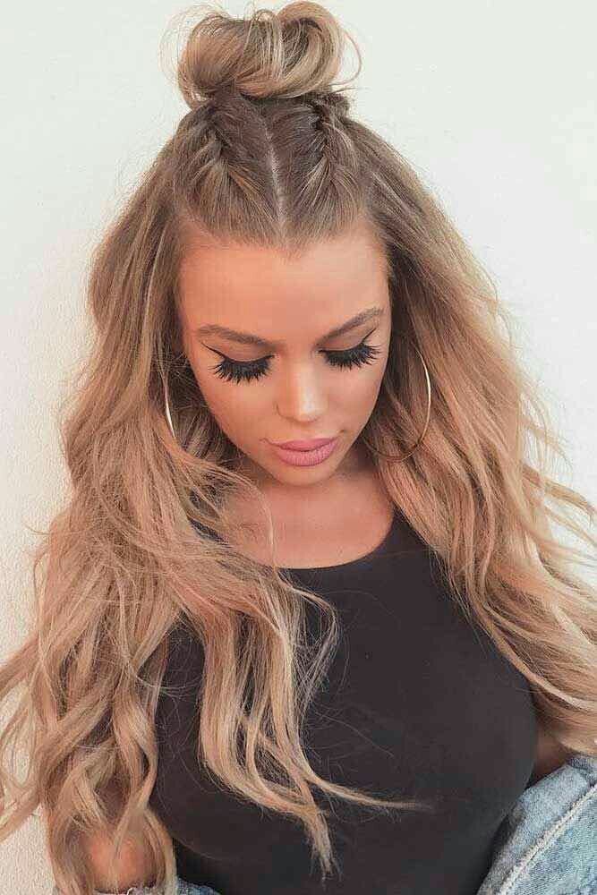 Medio moño con ondas sueltas