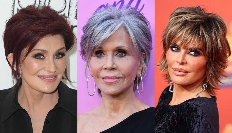 Tres mujeres con corte con capas y flequillo