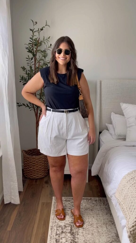 Top gris con jeans claros