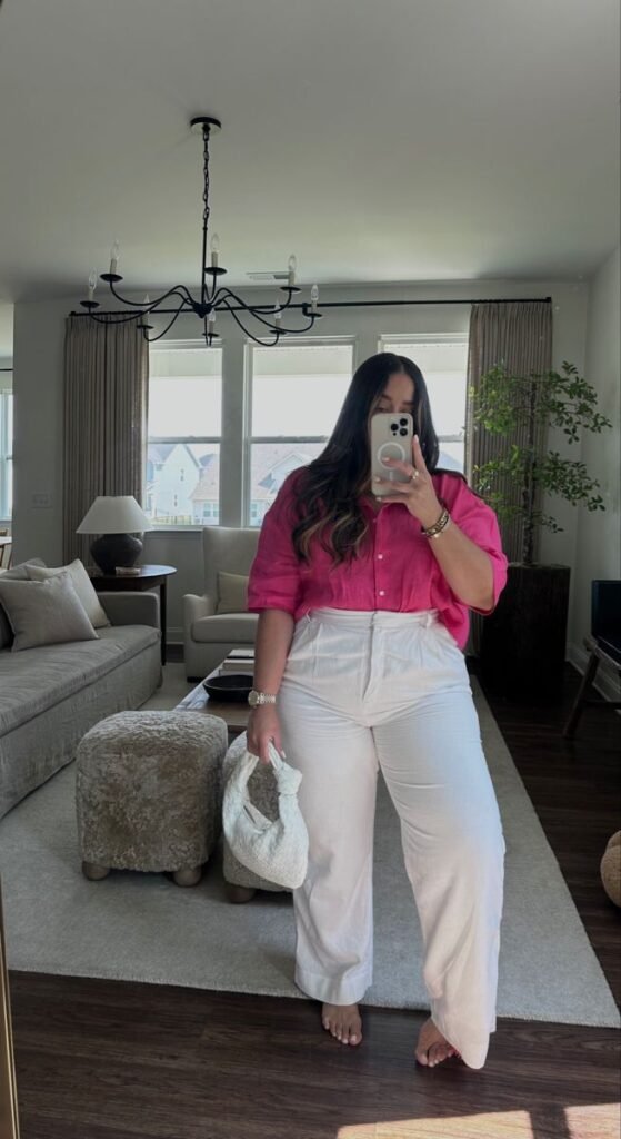 Conjunto blanco de lino de dos piezas