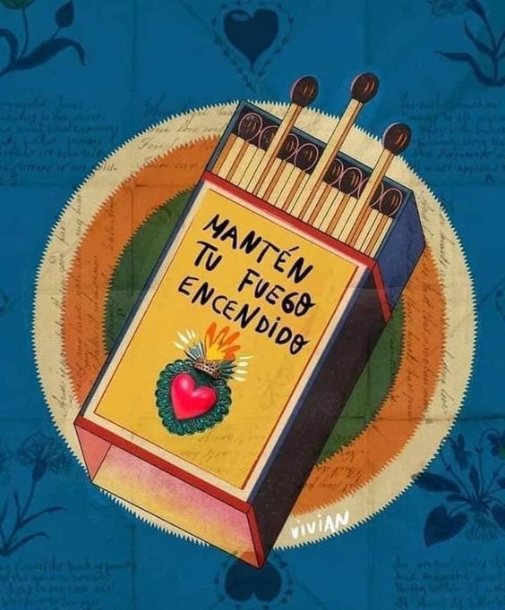Ilustración de una caja de cerillas con una frase sobre mantener la ilusión