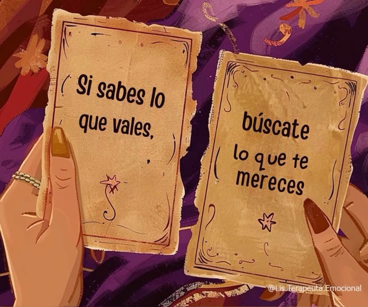 Ilustración de dos cartas con una frase sobre merecer