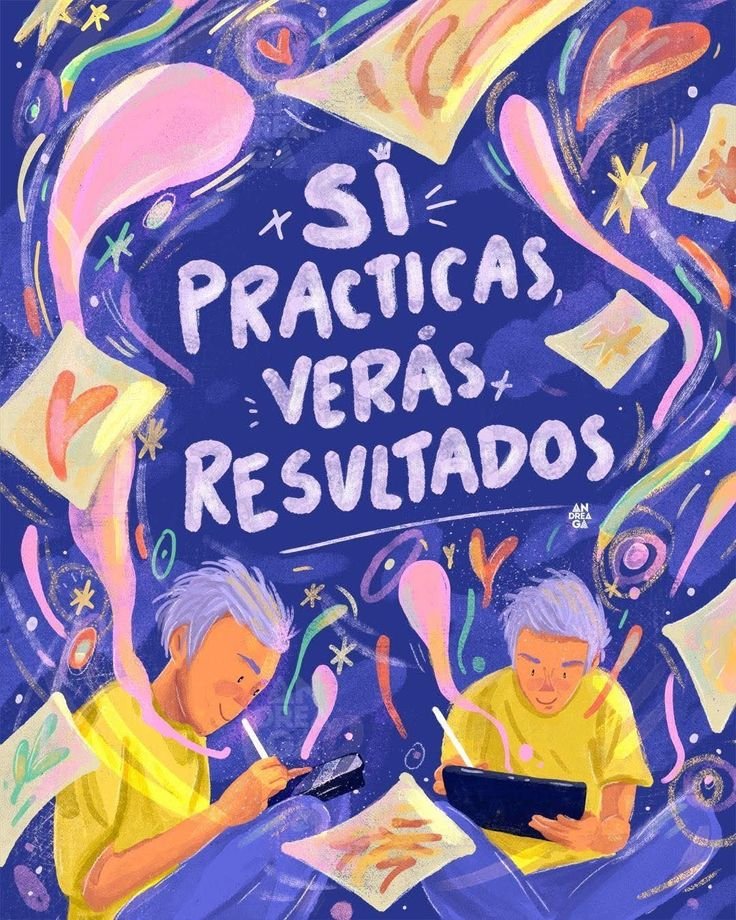 Ilustración de dos personas con un mensaje sobre la constancia