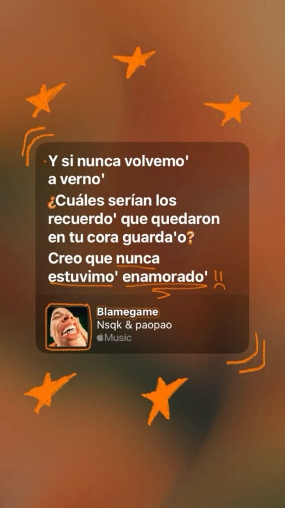 Captura de reproductor de música con la letra de una canción