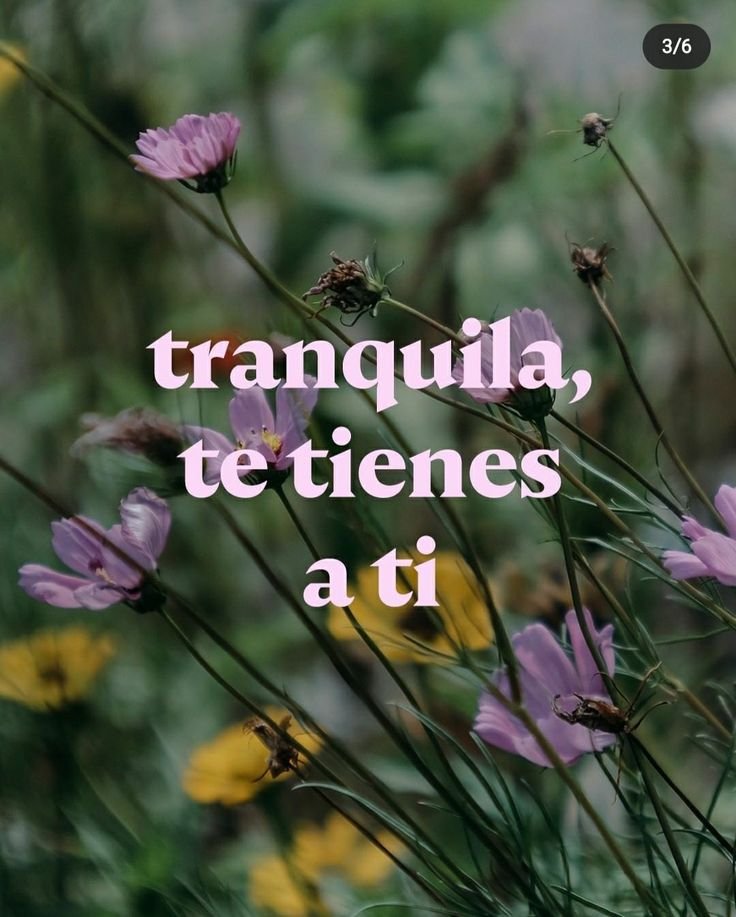 Frase sobre tenerse a una misma sobre una foto de flores