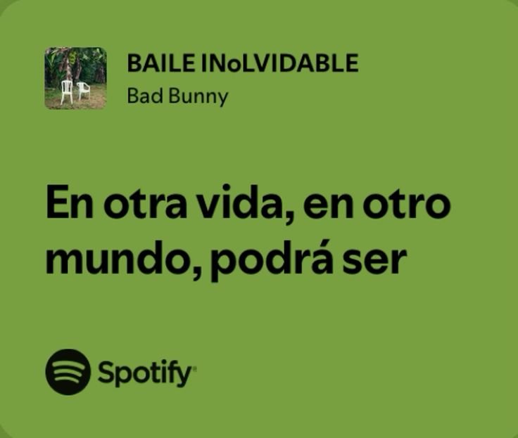 Captura de Spotify con la letra de una canción sobre fondo verde