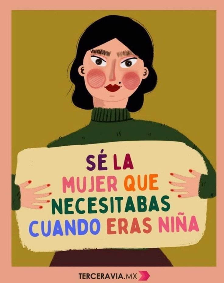 Ilustración de una mujer sosteniendo un cartel con un mensaje