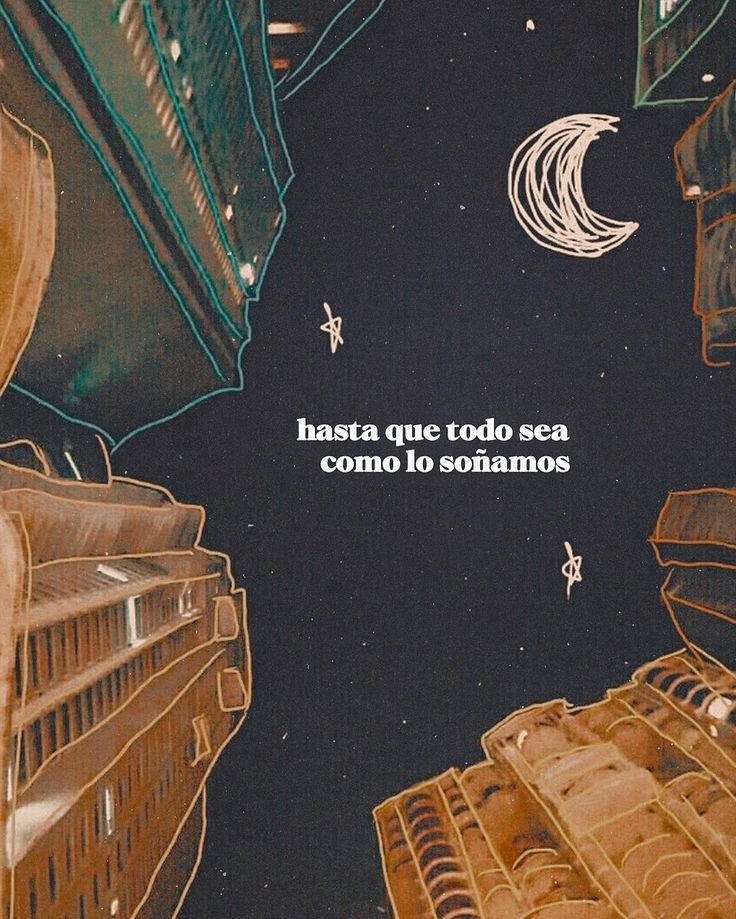 Frase sobre una foto nocturna de edificios y la luna