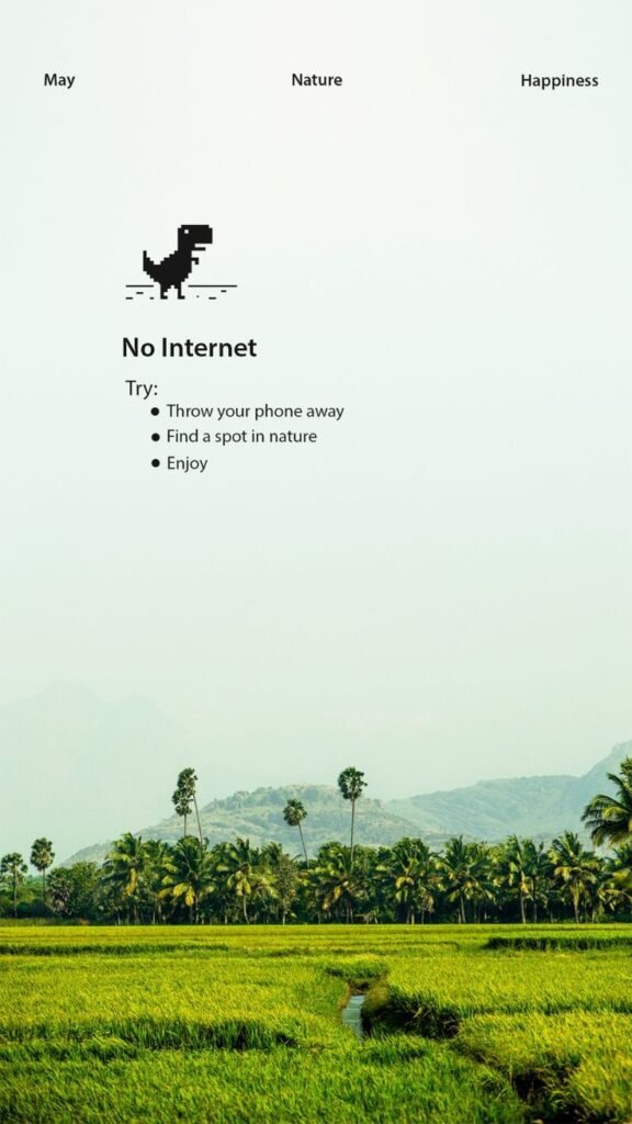 Pantalla de sin conexión sobre una foto de campo verde