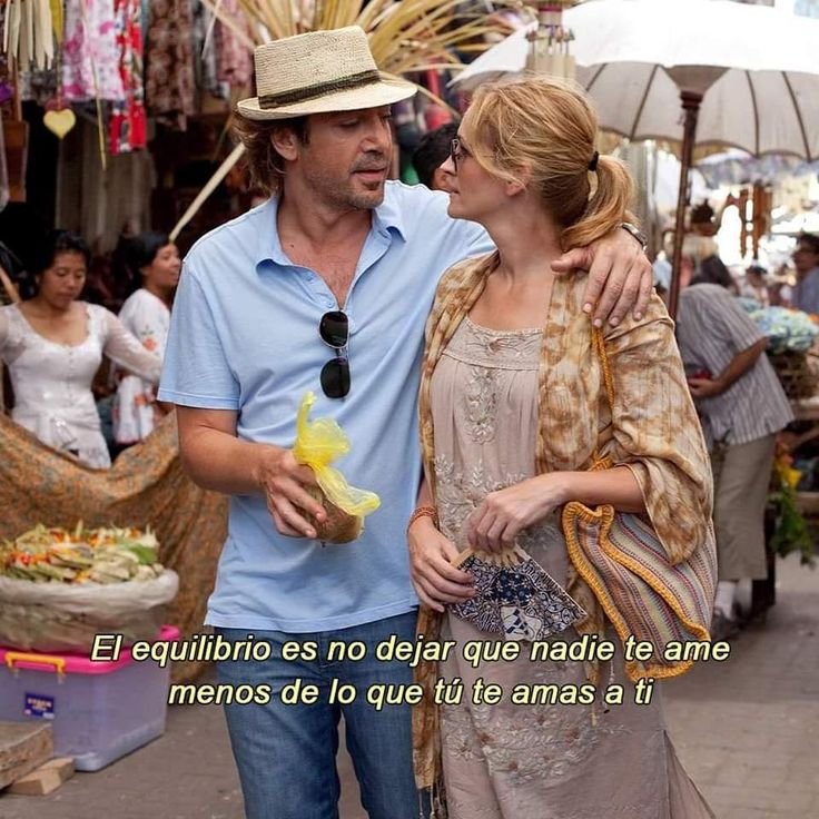 Fotograma de película con una frase sobre el equilibrio y el amor propio