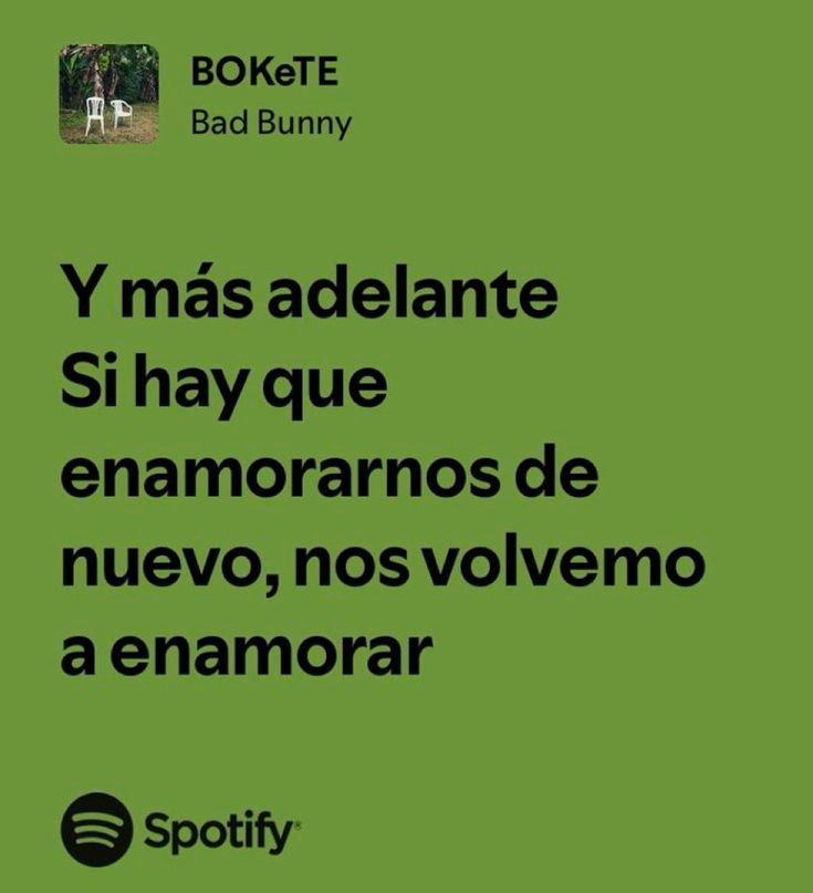 Captura de Spotify con la letra de una canción sobre fondo verde