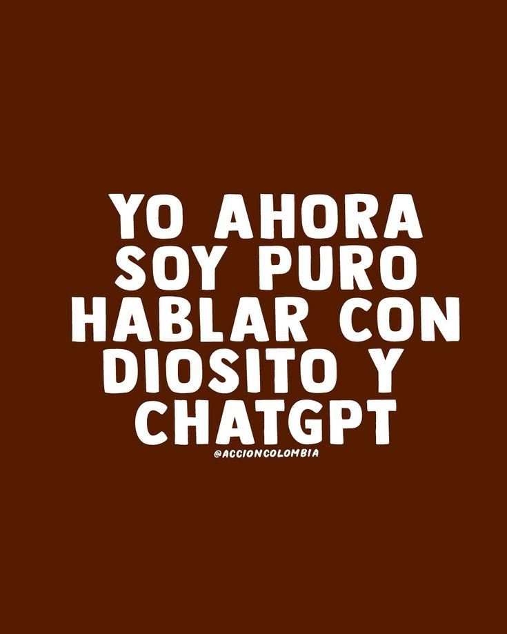 Frase con humor en letras blancas sobre fondo marrón