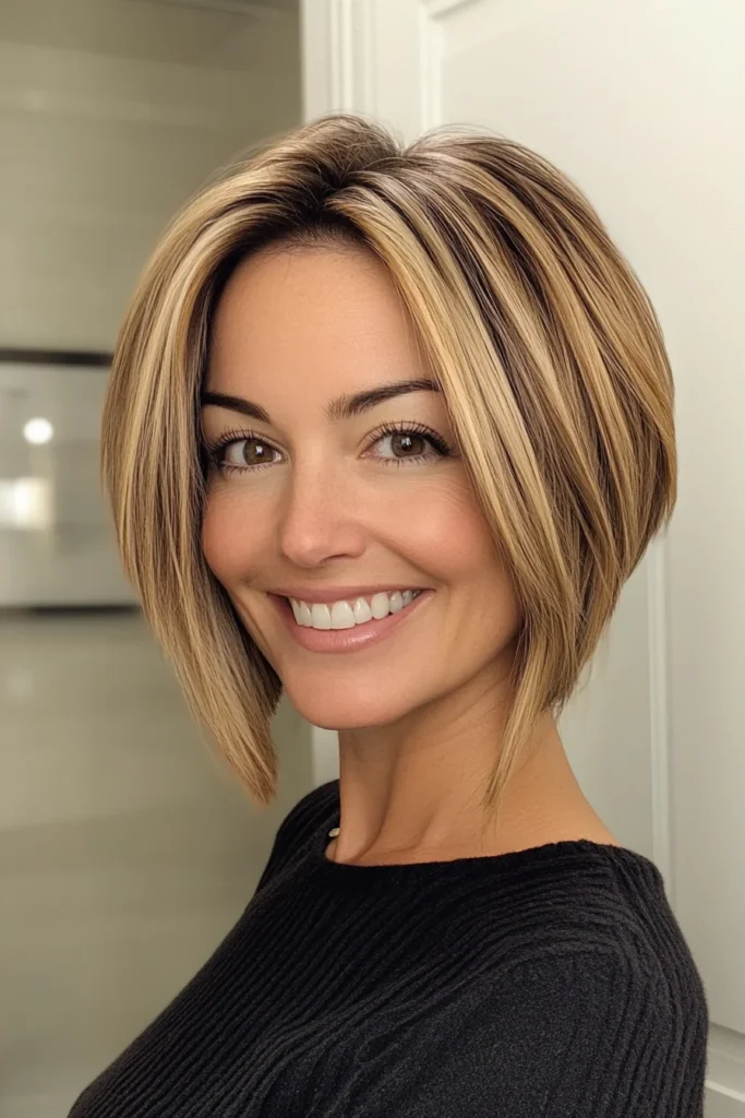 Bob rubio liso con mechas