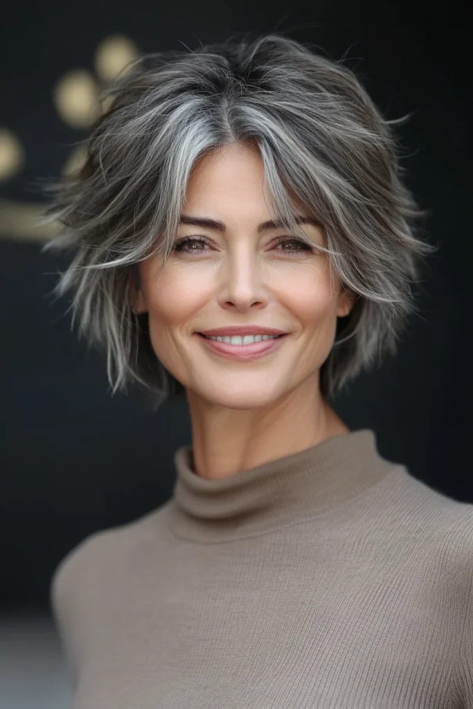 Pixie con capas en tono gris plateado