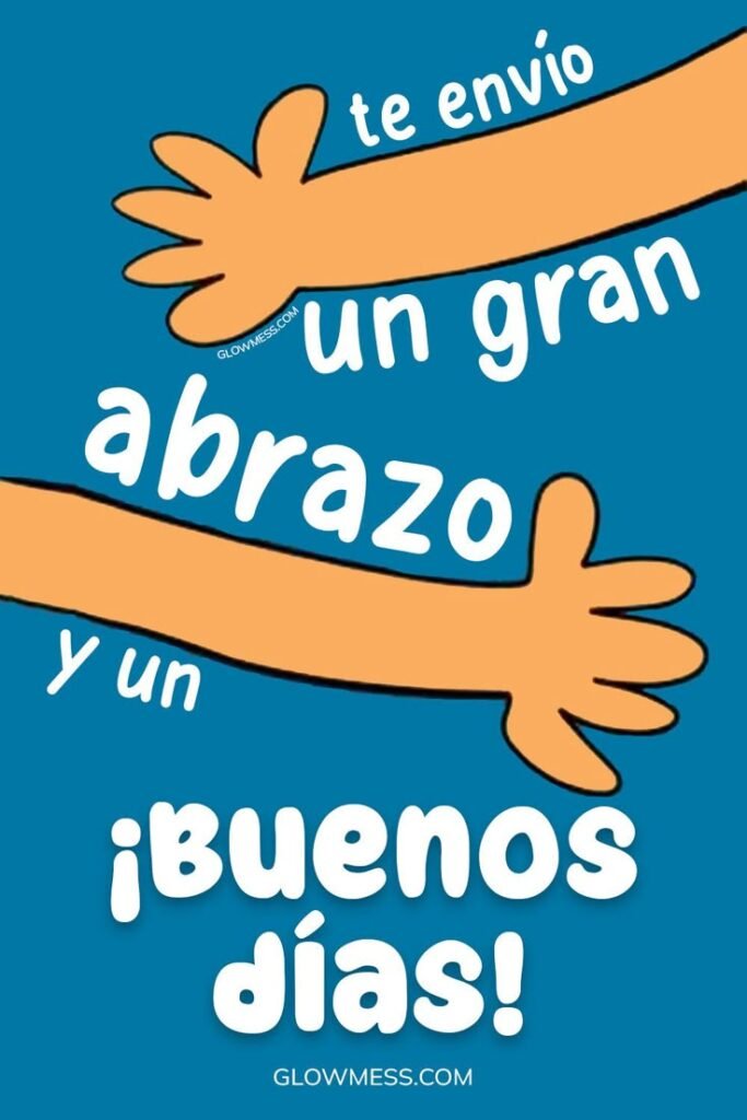 Ilustración de un abrazo con el texto buenos días