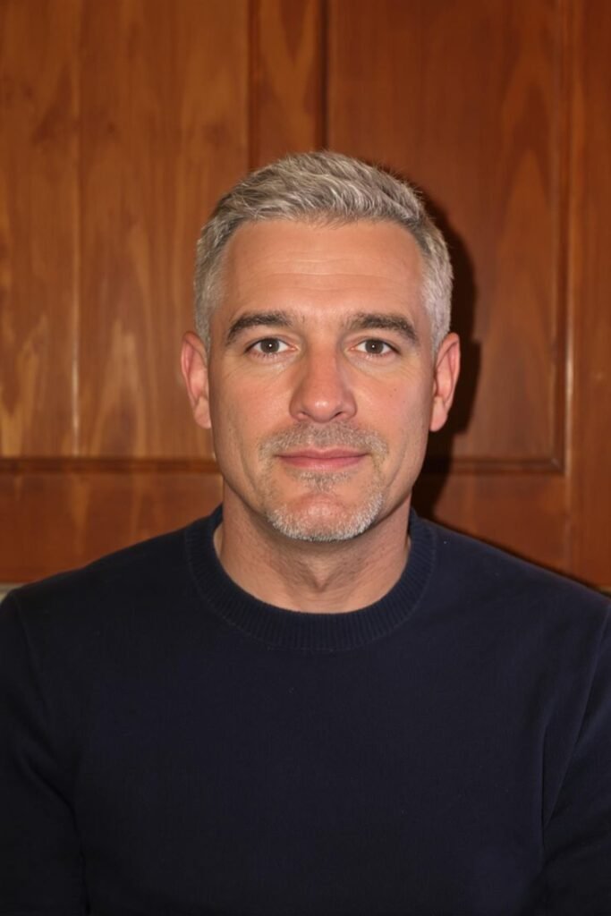 Corte corto clásico con canas