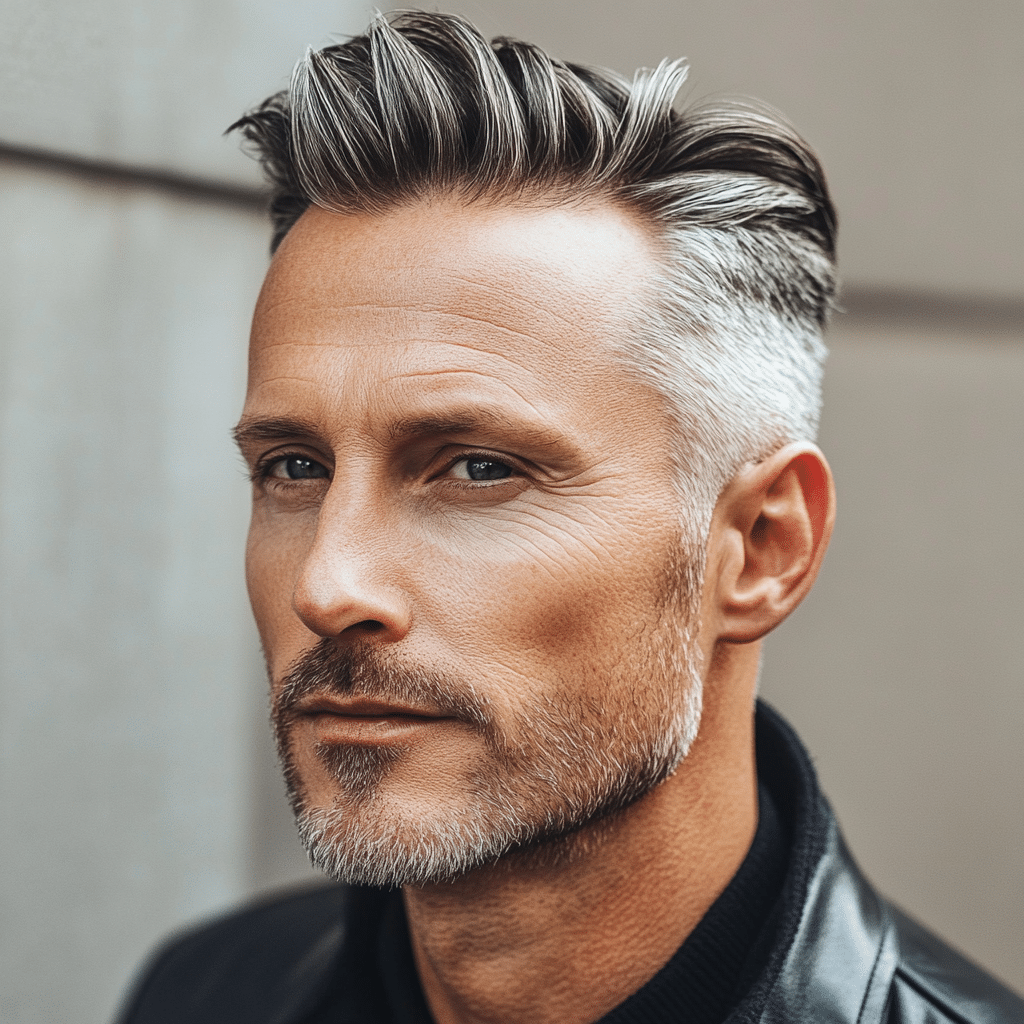 Quiff con degradado y barba