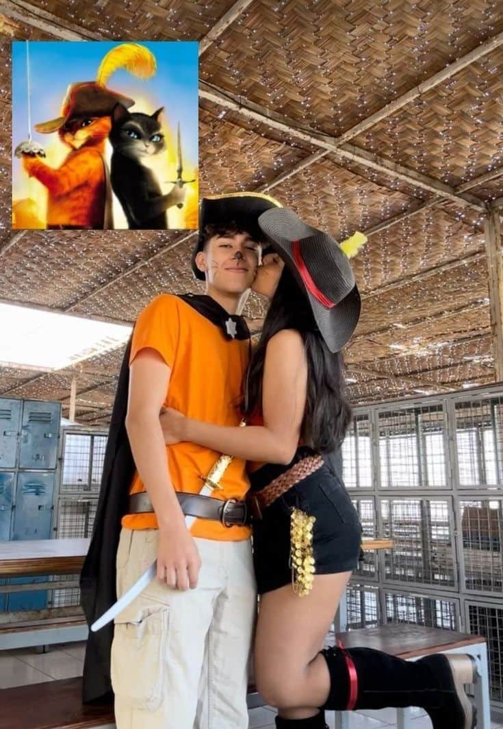 Disfraz de pareja para Halloween: Gato con Botas y Kitty Patas Suaves